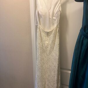 B Darlin Cream Sequin Sleeveless Gown